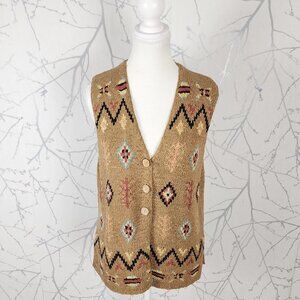 Potraits by Northern Isles Beige Geometric Knit Sweater Vest